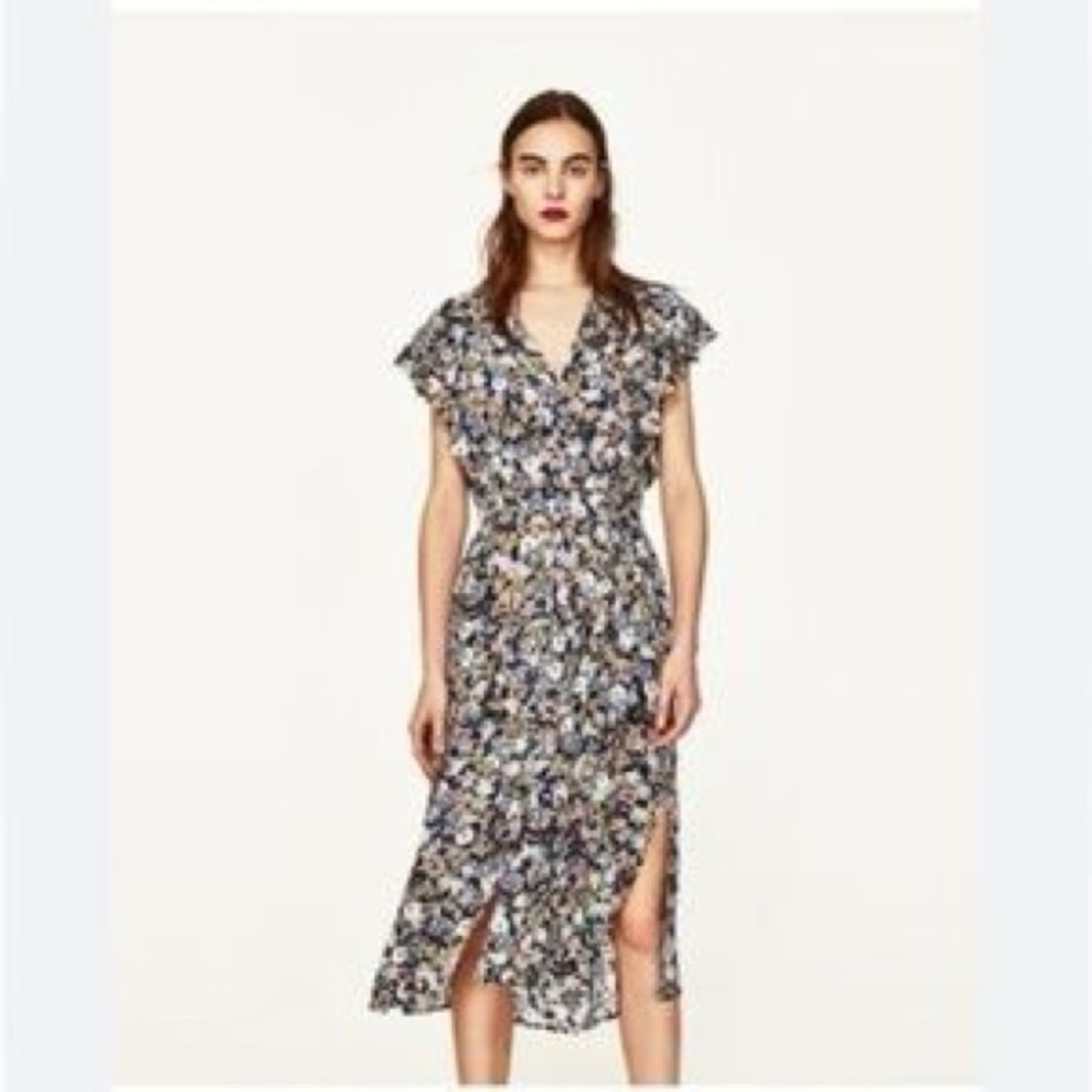 Zara | Floral Print Button Women's Dress | Size M